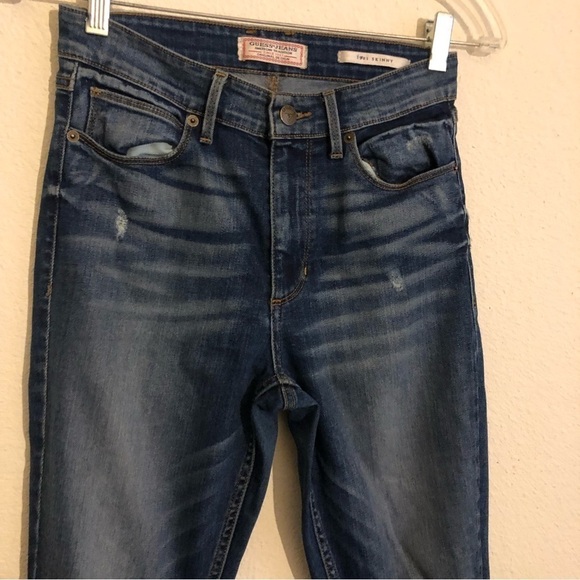Guess Vintage 1981 Skinny Blue High Waist Jeans Women Size 27 - Picture 3 of 11